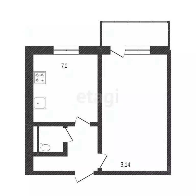 1-к кв. Белгородская область, Белгород Октябрьская ул., 84 (30.3 м) - Фото 1
