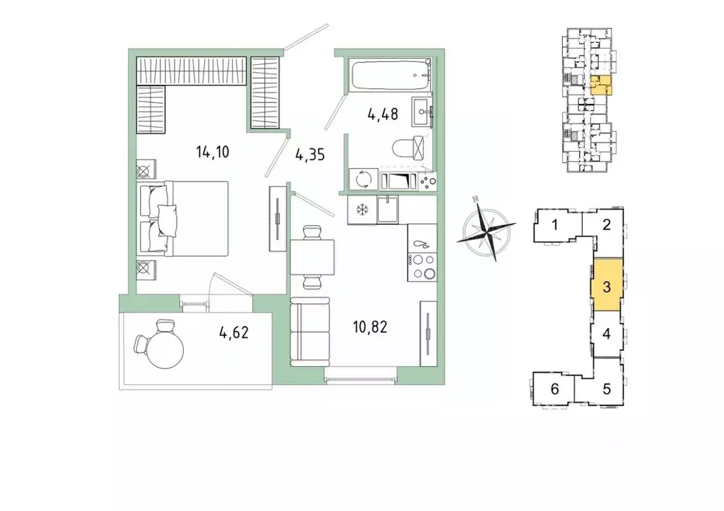 1-к кв. Ленинградская область, Гатчина Въезд мкр,  (36.06 м) - Фото 1