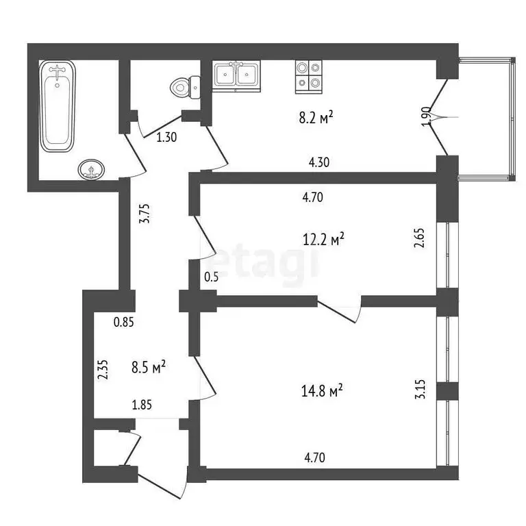 2-комнатная квартира: Орёл, Московская улица, 98 (49 м) - Фото 0