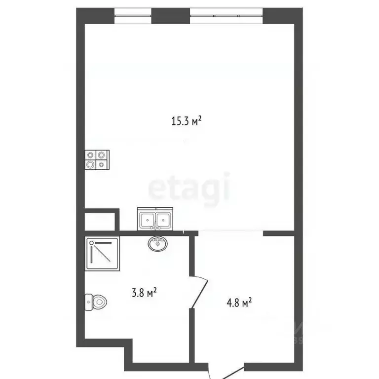 Студия Тюменская область, Тюмень ул. Юрия Рогачева, 9к2 (23.7 м) - Фото 2