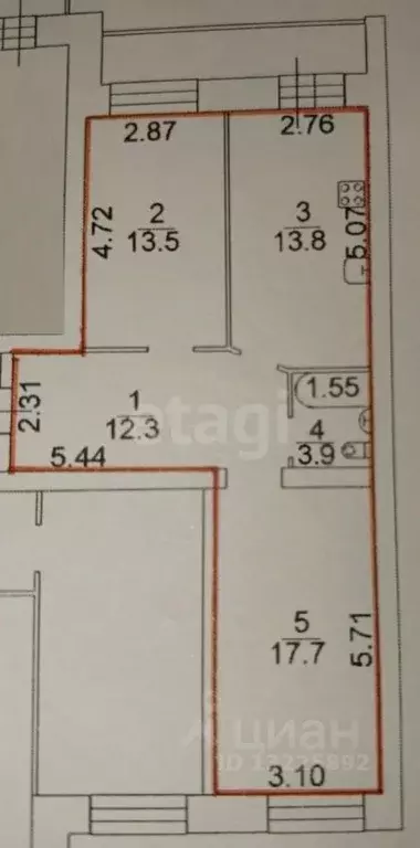 2-к кв. Вологодская область, Вологда ул. Лаврова, 9 (61.0 м) - Фото 1