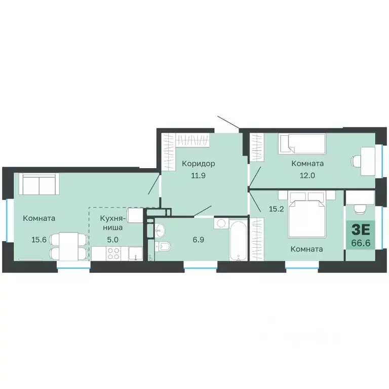 3-к кв. Пермский край, Пермь Парковый просп., 24 (66.6 м) - Фото 0