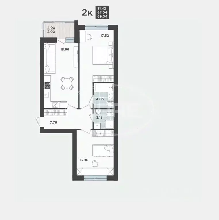 2-к кв. Калининградская область, Калининград Арсенальная ул., 31к1 ... - Фото 0