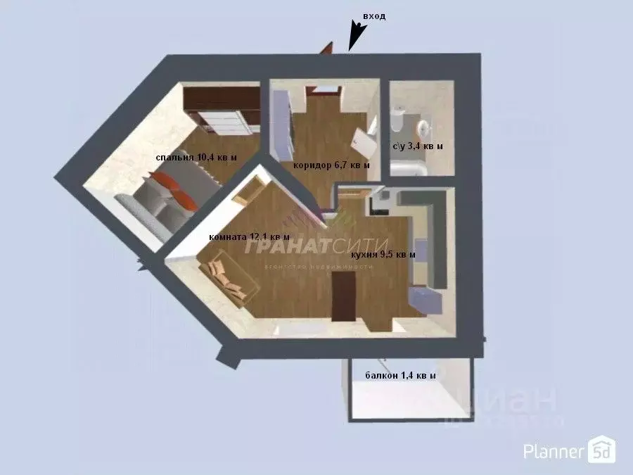 2-к кв. Омская область, Омск ул. Перелета, 31 (43.2 м) - Фото 2