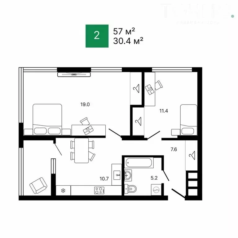 2-комнатная квартира: Пенза, улица Мира, 46к2 (57.2 м) - Фото 0