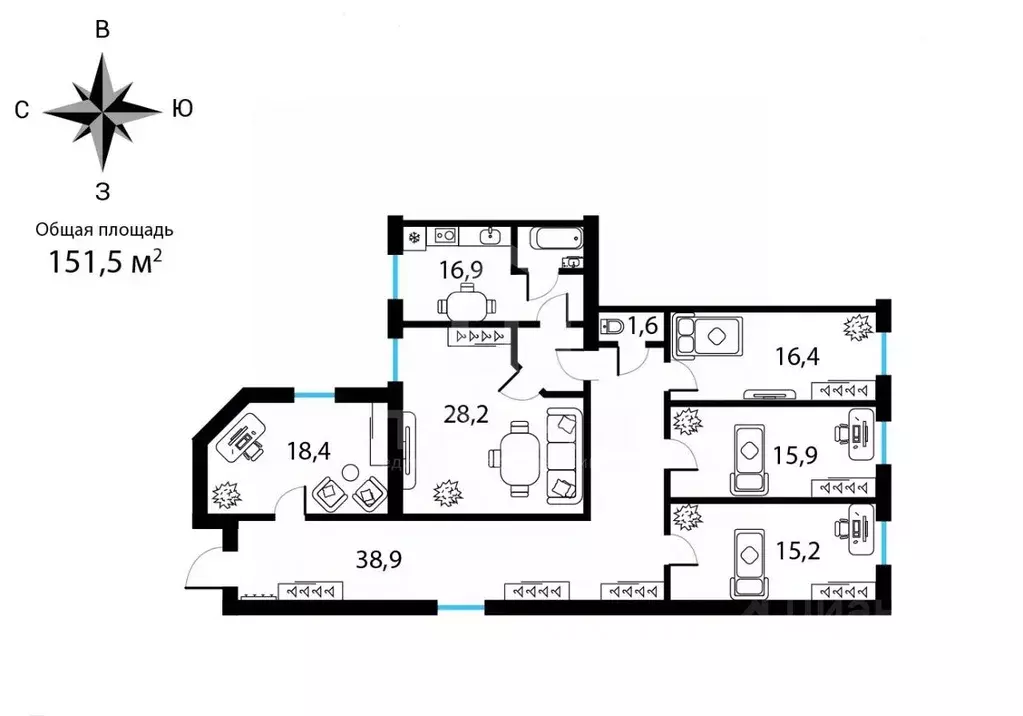 5-к кв. Санкт-Петербург Люблинский пер., 4 (151.5 м) - Фото 2