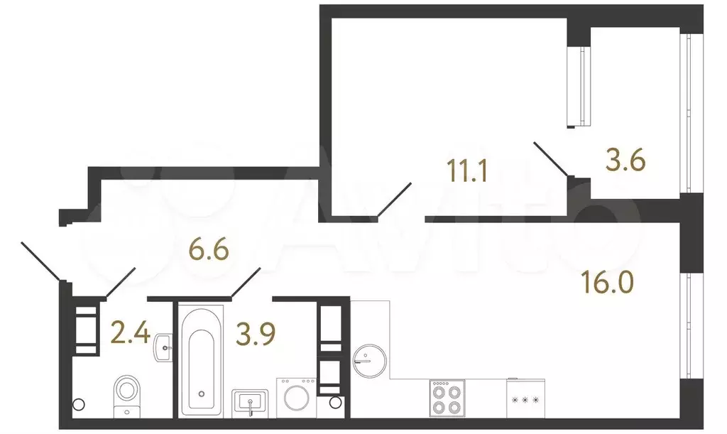 1-к. квартира, 40 м, 5/23 эт. - Фото 0