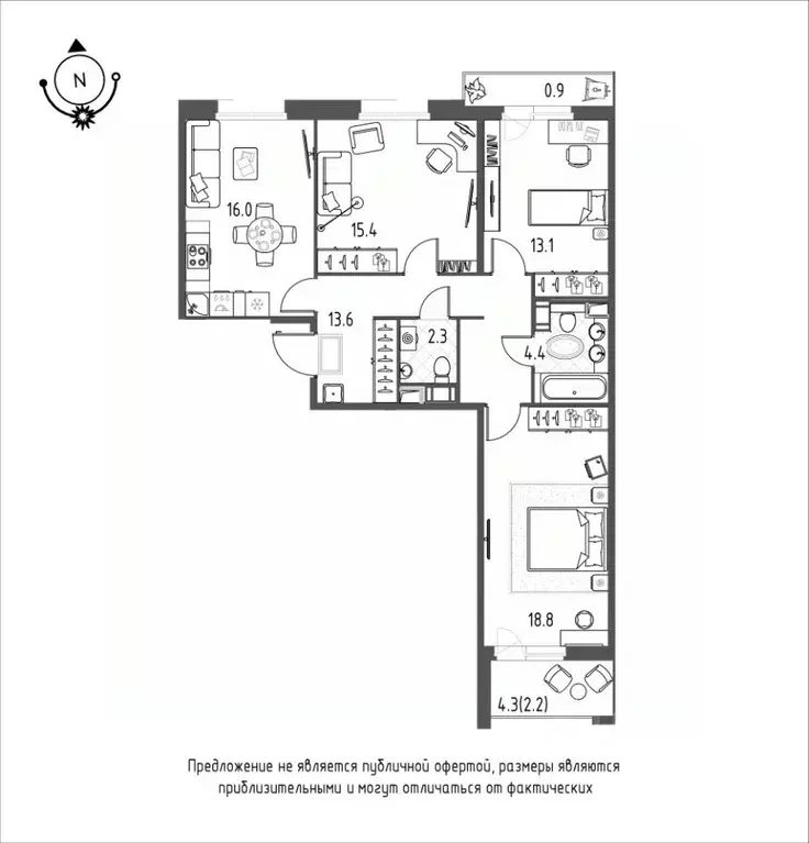 3-к кв. Омская область, Омск Зеленая река мкр, 11 (86.7 м) - Фото 0