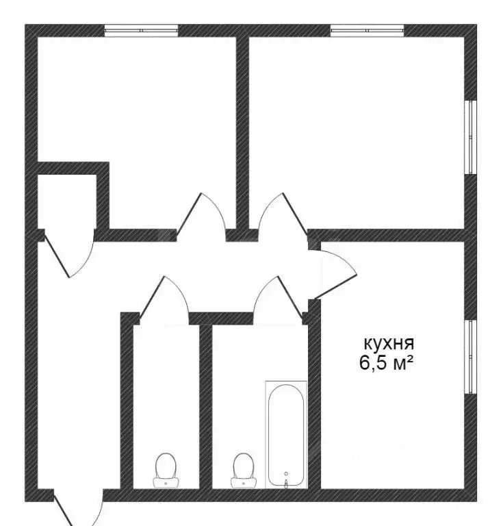 2-к кв. Калужская область, Калуга ул. Вооруженного Восстания, 1 (43.0 ... - Фото 1