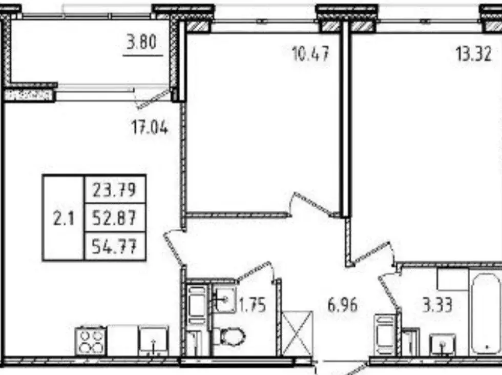 2-к кв. Санкт-Петербург просп. Обуховской обороны, 36 (52.3 м) - Фото 2