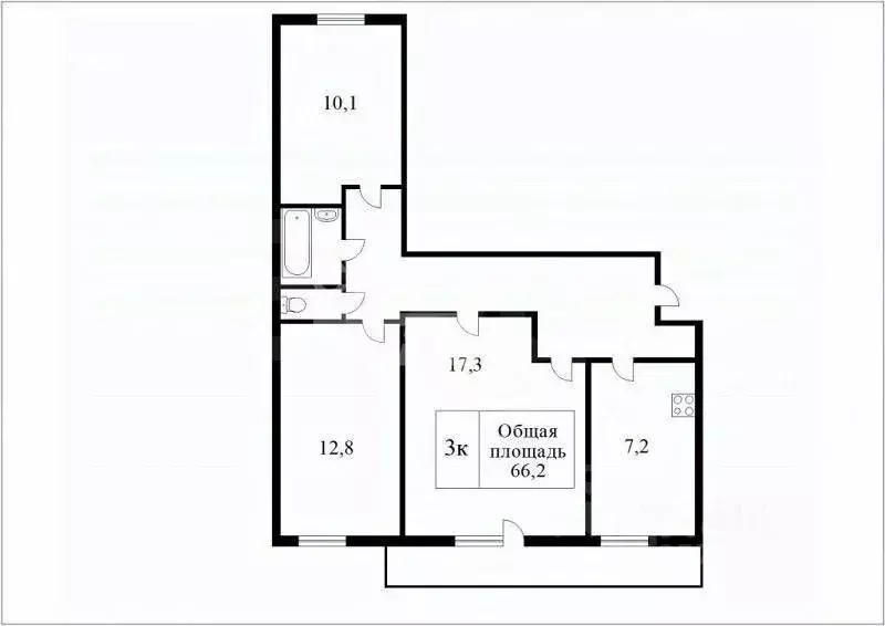 3-к кв. Томская область, Томск ул. 79-й Гвардейской Дивизии, 20 (65.0 ... - Фото 1