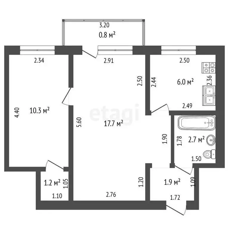2-комнатная квартира: Стерлитамак, улица Тукаева, 5 (40 м) - Фото 1