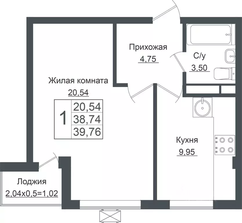 1-к кв. Краснодарский край, Краснодар ул. Карпатская, 1 (39.76 м) - Фото 0