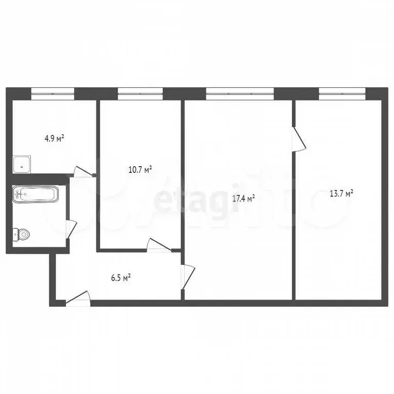 3-к. квартира, 60 м, 5/5 эт. - Фото 0