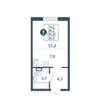 Продаётся квартира-студия, 26.2 м - Фото 0