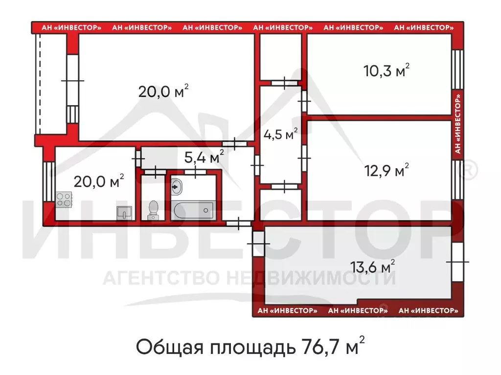 4-к кв. Челябинская область, Челябинск Солнечная ул., 54 (76.7 м) - Фото 1