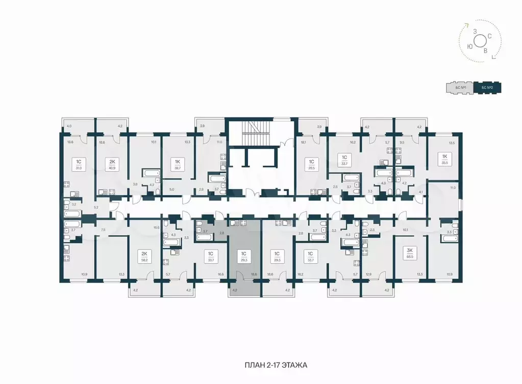 Квартира-студия, 29 м, 16/17 эт. - Фото 1