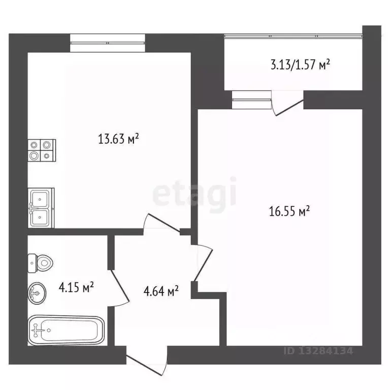 1-к кв. Вологодская область, Череповец ул. Береговая, 5 (40.1 м) - Фото 2