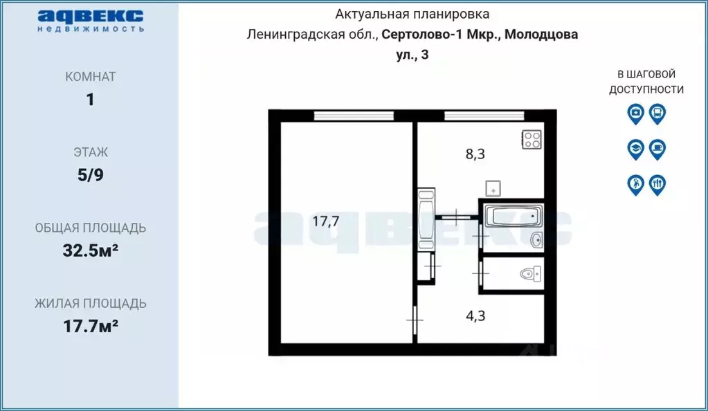 1-к кв. Ленинградская область, Сертолово Всеволожский район, ул. ... - Фото 2
