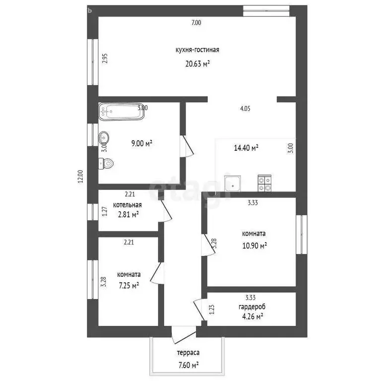 Дом в деревня Падерина, Тополиная улица (77 м) - Фото 1