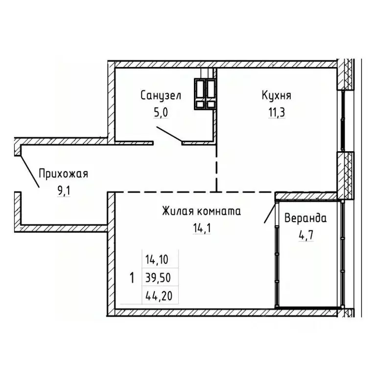 1-к кв. Приморский край, Владивосток Днепровская ул., 25к5 (44.2 м) - Фото 1