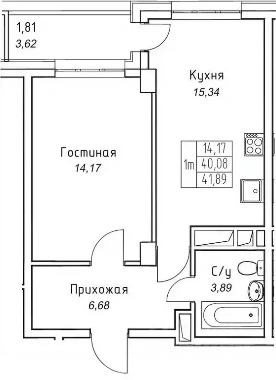 1-к кв. Саха (Якутия), Якутск 11-й кв-л,  (41.89 м) - Фото 1