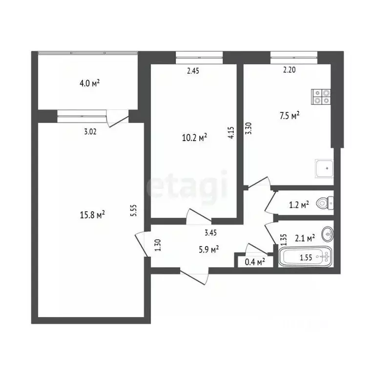 2-к кв. Самарская область, Самара Пугачевский тракт, 59 (43.9 м) - Фото 2