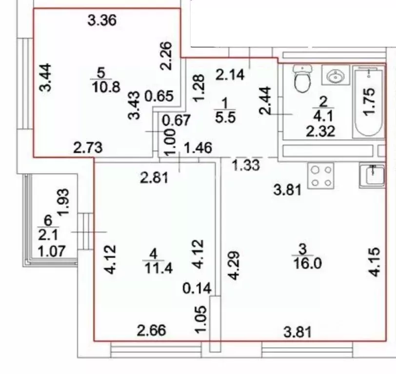 3-к кв. Башкортостан, Уфа ул. Воинов-Интернационалистов, 1 (47.8 м) - Фото 2