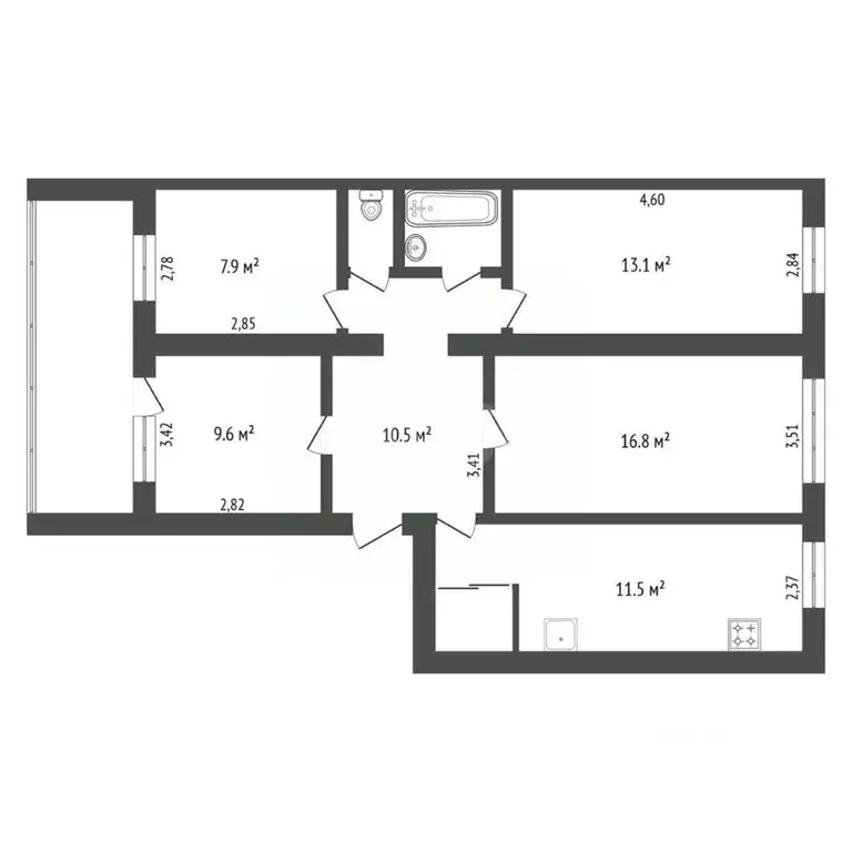 4-к кв. Амурская область, Благовещенск ул. Чайковского, 64 (75.0 м) - Фото 1
