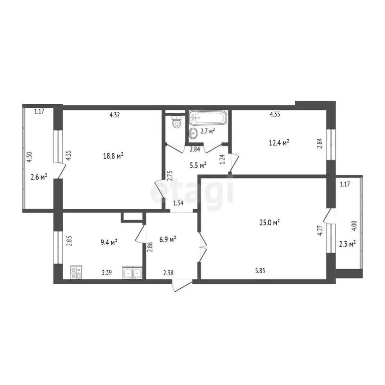 3-комнатная квартира: Омск, улица Алексея Полторацкого, 48 (81.7 м) - Фото 1