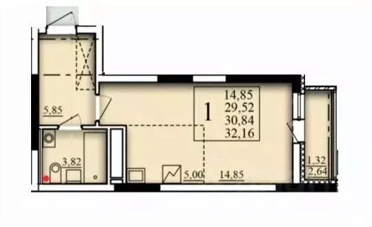 Студия Башкортостан, Уфа Затон-Восточный жилрайон, Паруса жилой ... - Фото 1