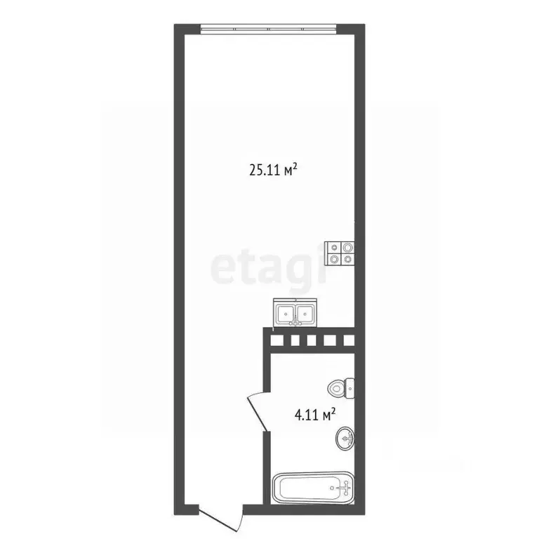 Студия Калининградская область, Зеленоградск ул. Гагарина, 87 (30.2 м) - Фото 2