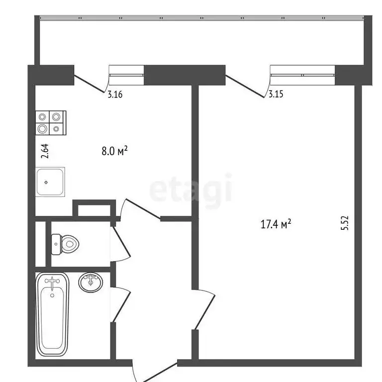 1-комнатная квартира: Печоры, Юбилейная улица, 6 (32.8 м) - Фото 0