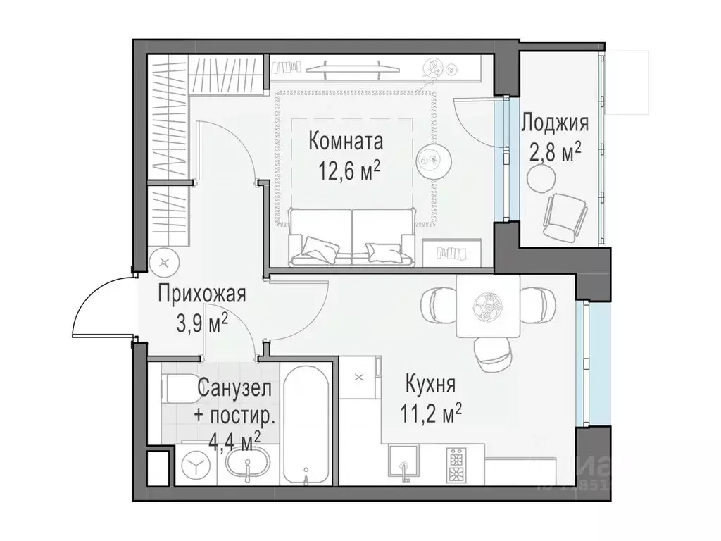 1-к кв. Московская область, Пушкино ул. Антона Ветчинова, 3к1 (33.64 ... - Фото 0