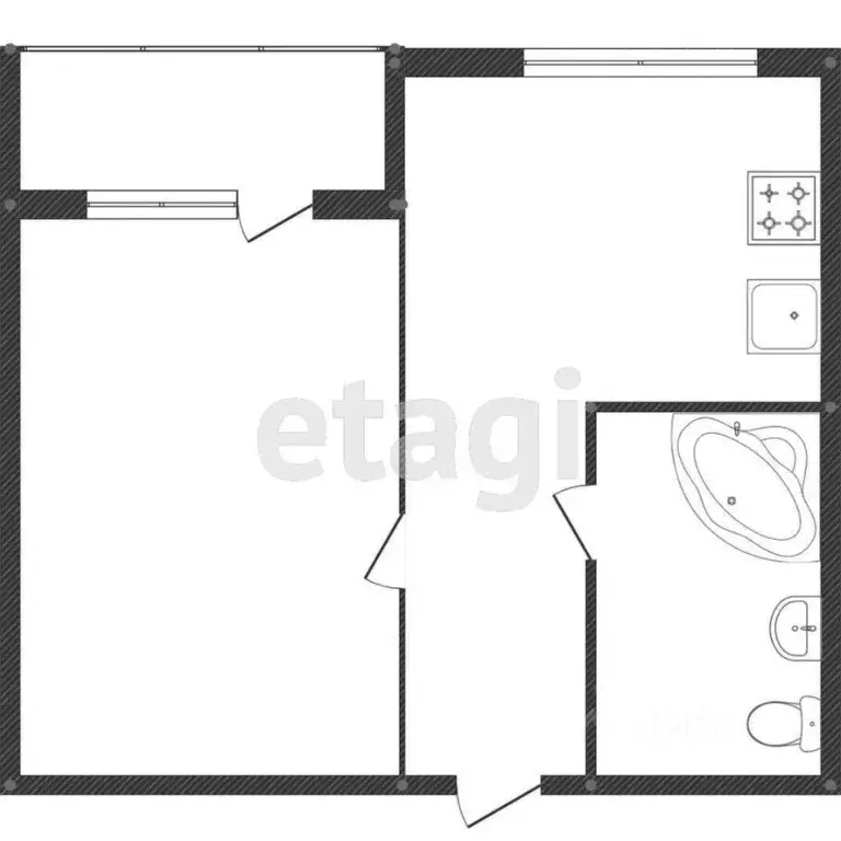 1-к кв. Калужская область, Калуга ул. Суворова, 60 (25.6 м) - Фото 2