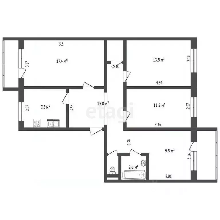 4-к кв. Ямало-Ненецкий АО, Ноябрьск ул. Изыскателей, 40 (79.0 м) - Фото 1