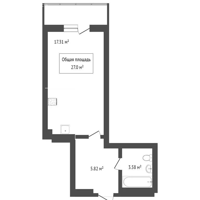 Квартира-студия: Новосибирск, Приморская улица, 24/1 (28 м) - Фото 0