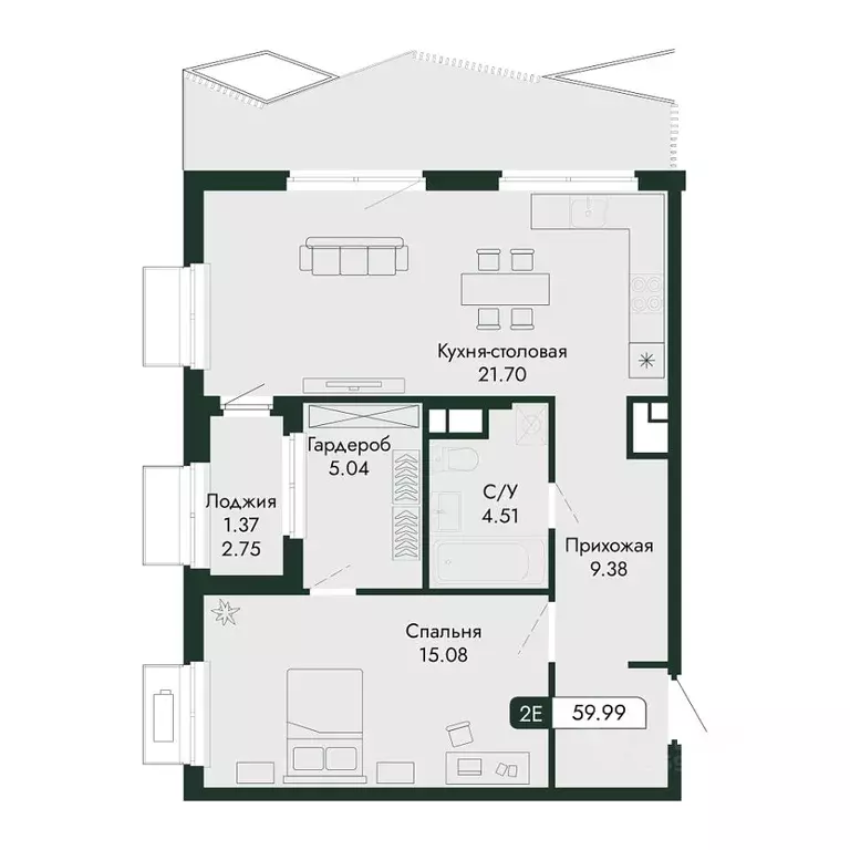 2-к кв. Крым, Алушта  (59.99 м) - Фото 1