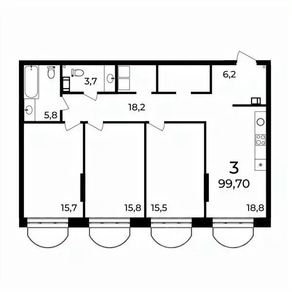 3-к кв. Нижегородская область, Нижний Новгород ул. Воровского, 8 (99.7 ... - Фото 1