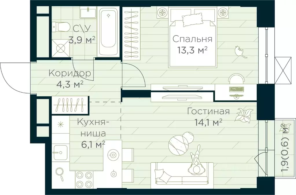 1-к кв. Башкортостан, Уфа Глумилино жилрайон, Урман Сити жилой ... - Фото 1