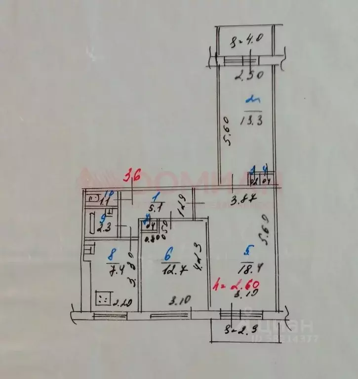3-к кв. Ростовская область, Ростов-на-Дону просп. Королева, 1/2 (62.0 ... - Фото 2