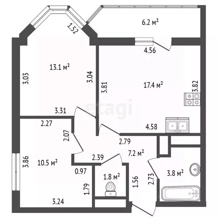 2-к кв. Санкт-Петербург просп. Ветеранов, 175к4 (53.8 м) - Фото 1