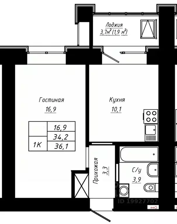 1-к кв. Алтайский край, Барнаул ул. Сухэ-Батора, 39 (36.1 м) - Фото 0