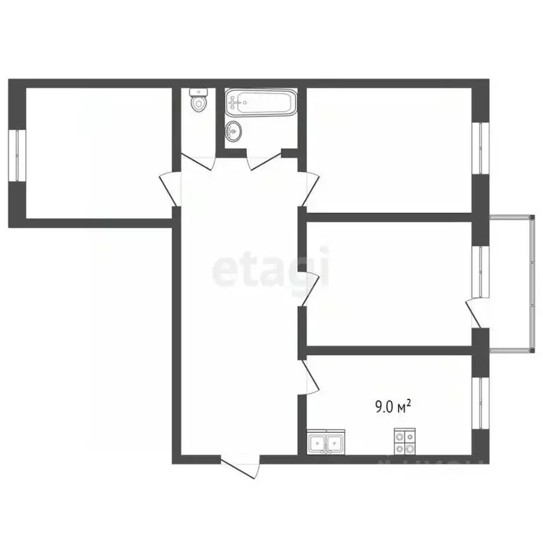 3-к кв. Владимирская область, Муром ул. Куйбышева, 2 (64.0 м) - Фото 1
