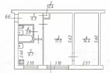 2-к кв. Новгородская область, Чудово Молодогвардейская ул., 4 (46.5 м) - Фото 2