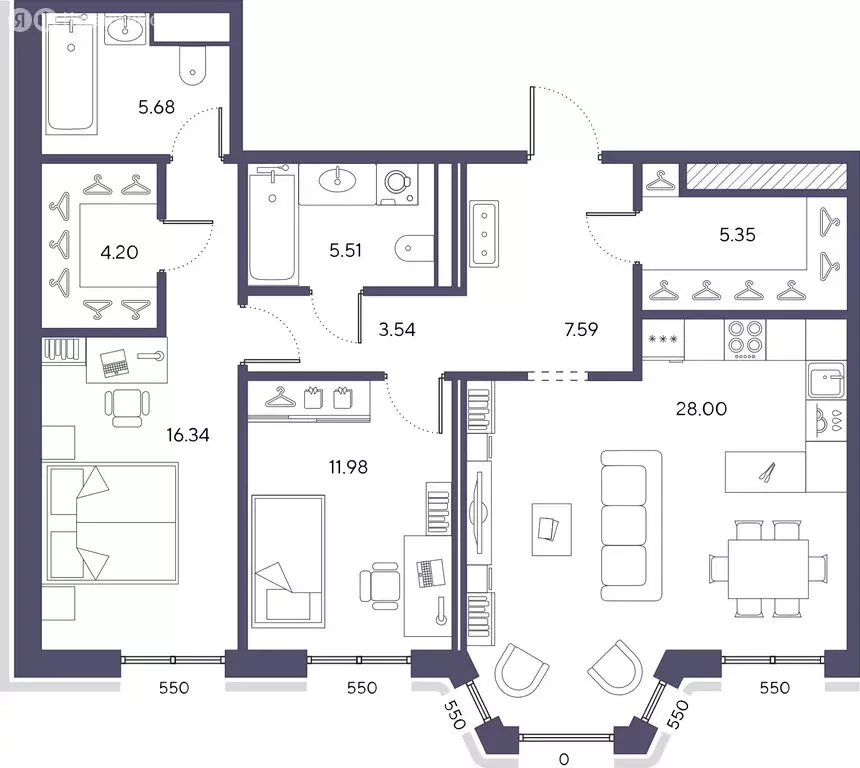 2-комнатная квартира: Санкт-Петербург, 20-я линия Васильевского ... - Фото 1