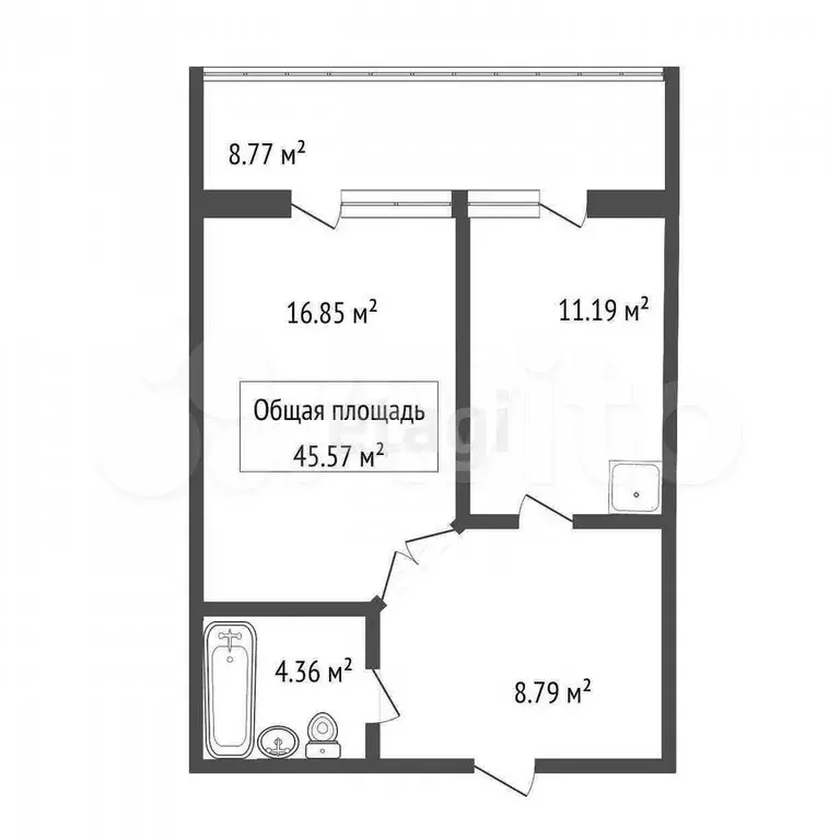 1-к. квартира, 46 м, 4/17 эт. - Фото 0
