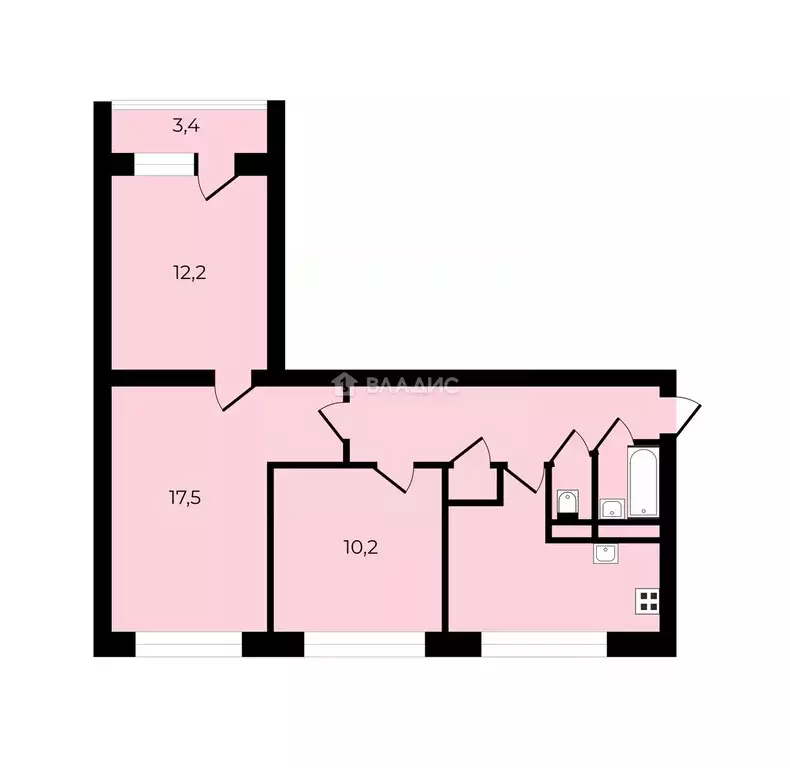 3-к кв. Санкт-Петербург Богатырский просп., 3К1 (60.3 м) - Фото 2