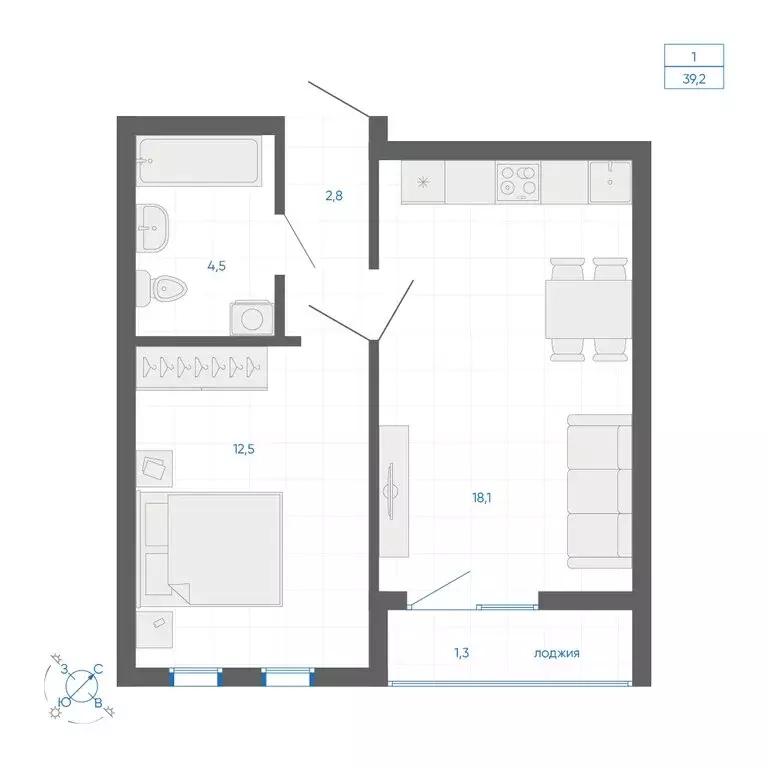 1-комнатная квартира: Екатеринбург, улица Вильгельма де Геннина, 59 ... - Фото 2