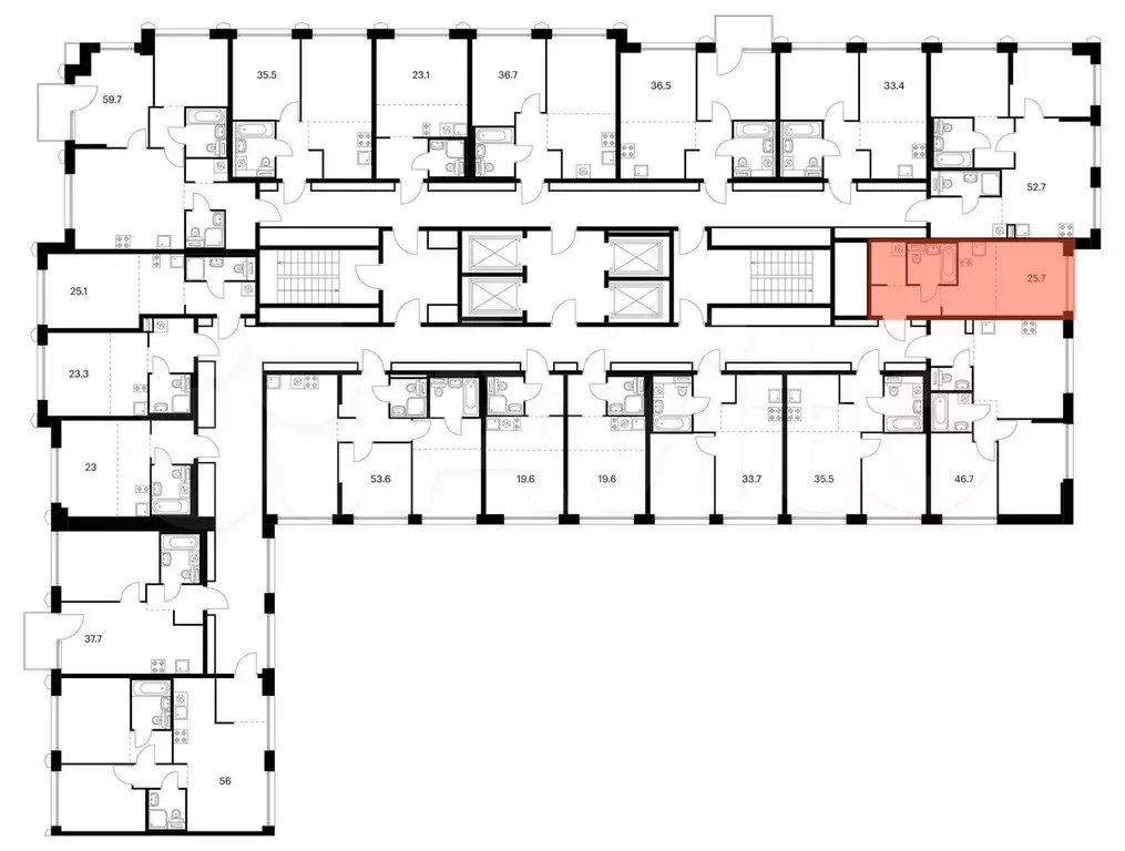 Квартира-студия, 25,7 м, 2/24 эт. - Фото 1